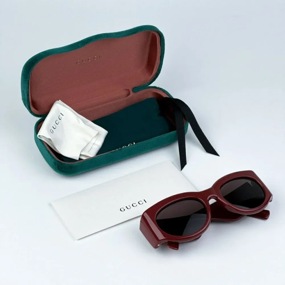 SALE! NEW Gucci GG1544S 002 Burgundy Brown Unisex Oval Sunglasses GG 1544S